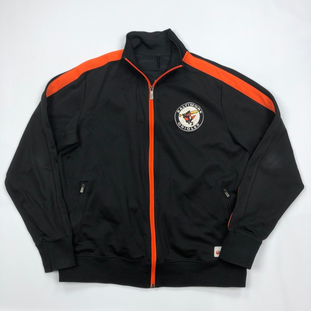 Nike Baltimore Orioles Cooperstown Collection Track Jacket Mens XL Black Orange